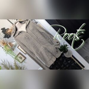 Roots Men's Grey Cotton Wool Hooded Zipper Sweater XL